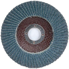 Merit Abrasives - 120 Grit, 7" Disc Diam, 7/8" Center Hole, Type 27 Zirconia Alumina Flap Disc - 8,600 Max RPM, Fiberglass Backing, Arbor Attaching System, Coated - Americas Industrial Supply