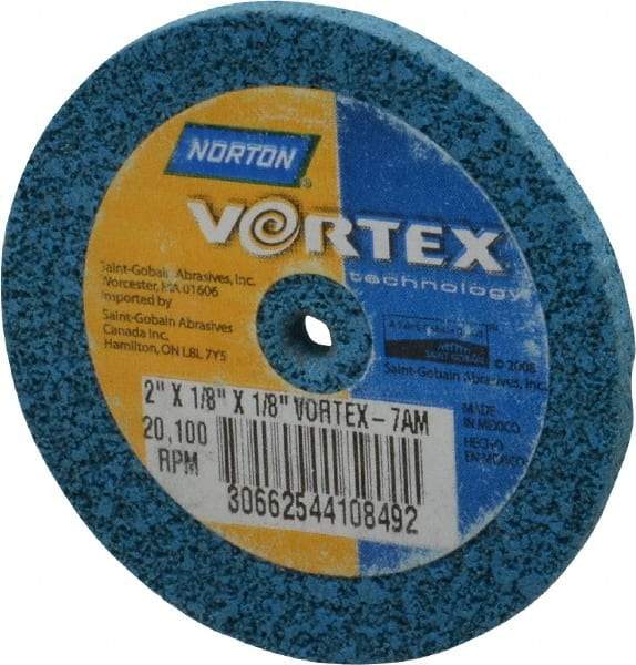 Norton - 2" Diam, 1/8" Face Width, 1/8" Center Hole, Medium Grade, Aluminum Oxide Deburring Wheel - Unitized, Medium Density 7 Grade - Americas Industrial Supply