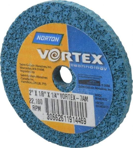 Norton - 2" Diam, 1/8" Face Width, 1/4" Center Hole, Medium Grade, Aluminum Oxide Deburring Wheel - Unitized, Medium Density 7 Grade - Americas Industrial Supply