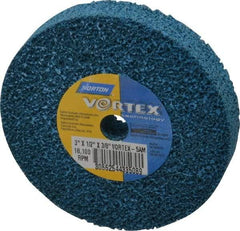 Norton - 3" Diam, 1/2" Face Width, 3/8" Center Hole, Medium Grade, Aluminum Oxide Deburring Wheel - Unitized, Medium Density 5 Grade - Americas Industrial Supply