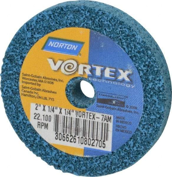 Norton - 2" Diam, 1/4" Face Width, 1/4" Center Hole, Medium Grade, Aluminum Oxide Deburring Wheel - Unitized, Medium Density 7 Grade - Americas Industrial Supply