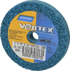 Norton - 2" Diam, 1/4" Face Width, 1/4" Center Hole, Medium Grade, Aluminum Oxide Deburring Wheel - Unitized, Medium Density 7 Grade - Americas Industrial Supply