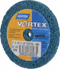 Norton - 2" Diam, 1/8" Face Width, 1/8" Center Hole, Medium Grade, Aluminum Oxide Deburring Wheel - Unitized, Medium Density 5 Grade - Americas Industrial Supply