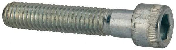 Made in USA - 3/8-16 UNC Hex Socket Drive, Socket Cap Screw - Alloy Steel, Zinc-Plated Finish, Partially Threaded, 2" Length Under Head - Americas Industrial Supply