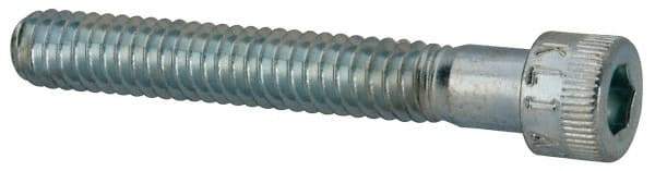 Made in USA - 1/4-20 UNC Hex Socket Drive, Socket Cap Screw - Alloy Steel, Zinc-Plated Finish, Partially Threaded, 1-3/4" Length Under Head - Americas Industrial Supply