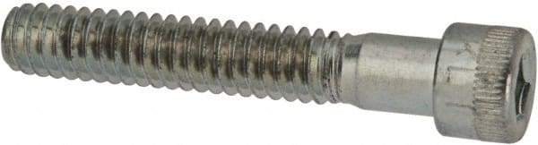 Made in USA - 1/4-20 UNC Hex Socket Drive, Socket Cap Screw - Alloy Steel, Zinc-Plated Finish, Partially Threaded, 1-1/2" Length Under Head - Americas Industrial Supply