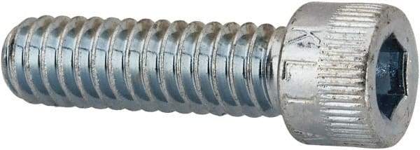 Made in USA - 1/4-20 UNC Hex Socket Drive, Socket Cap Screw - Alloy Steel, Zinc-Plated Finish, Fully Threaded, 7/8" Length Under Head - Americas Industrial Supply