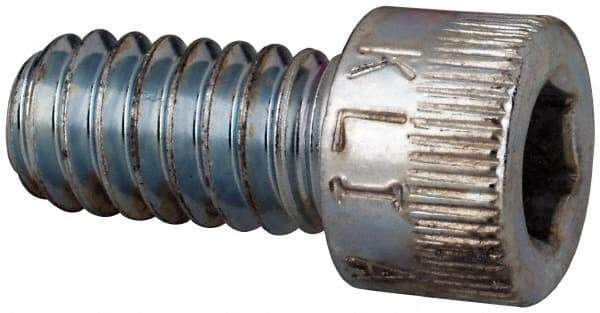 Made in USA - 1/4-20 UNC Hex Socket Drive, Socket Cap Screw - Alloy Steel, Zinc-Plated Finish, Fully Threaded, 1/2" Length Under Head - Americas Industrial Supply
