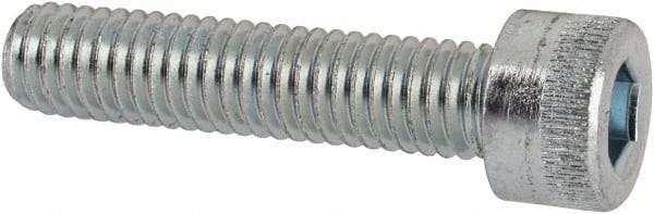 Made in USA - #10-32 UNF Hex Socket Drive, Socket Cap Screw - Alloy Steel, Zinc-Plated Finish, Fully Threaded, 7/8" Length Under Head - Americas Industrial Supply