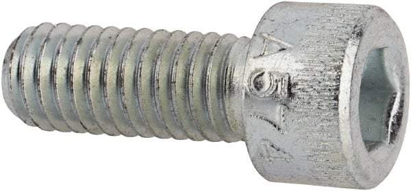 Made in USA - #10-32 UNF Hex Socket Drive, Socket Cap Screw - Alloy Steel, Zinc-Plated Finish, Fully Threaded, 1/2" Length Under Head - Americas Industrial Supply