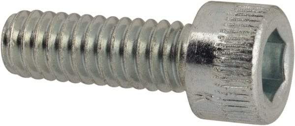 Made in USA - #8-32 UNC Hex Socket Drive, Socket Cap Screw - Alloy Steel, Zinc-Plated Finish, Fully Threaded, 1/2" Length Under Head - Americas Industrial Supply