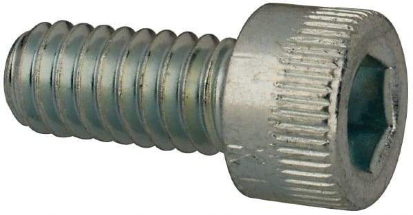 Made in USA - #8-32 UNC Hex Socket Drive, Socket Cap Screw - Alloy Steel, Zinc-Plated Finish, Fully Threaded, 3/8" Length Under Head - Americas Industrial Supply