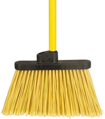 PRO-SOURCE - 12" Wide, Yellow Polypropylene Bristles, 48" Vinyl-Coated Metal Handle, Angled Broom - Flagged - Americas Industrial Supply