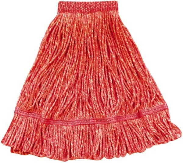 PRO-SOURCE - 13" Red Head Band, Large Blended Fiber Loop End Mop Pad - Quick Change Connection - Americas Industrial Supply