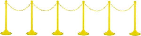 PRO-SAFE - 41" High Plastic Pedestrian Warning Post Kit - 50' Long Rope - Americas Industrial Supply