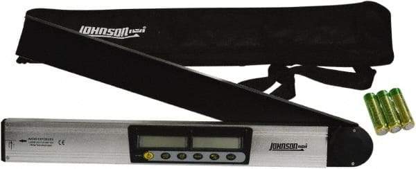 Johnson Level & Tool - 182.5° Measuring Range, Magnetic Base Digital Protractor - 0.10° Resolution, 21 Inch Long Blade, Accuracy Up to 0.10°, (3) AA Batteries Not Included - Americas Industrial Supply