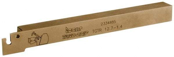 Iscar - External Thread, 0.5906" Max Depth of Cut, 1.4mm Min Groove Width, 140mm OAL, Right Hand Indexable Grooving Cutoff Toolholder - 1/2" Shank Height x 1/2" Shank Width, TAG 1.4 Insert Style, TGT Toolholder Style, Series Tang-Grip - Americas Industrial Supply