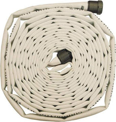 Dixon Valve & Coupling - 2-1/2" ID, 225 Working psi, White Polyester/Rubber Fire Hose, Single Jacket - Male x Female NST (NH) Ends, 100' Long, 675 Burst psi - Americas Industrial Supply