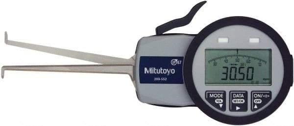 Mitutoyo - 0.0472 Inch Groove Width, 0.2047 Inch Groove Depth, 0.39 to 1.18 Inch, Ball/Ball Inside Electronic Caliper Gage - 0.0005 Inch Resolution, 0.0015 Inch Accuracy, 0.0394 Inch Tip Diameter, 3.3465 Inch Leg Length, Data Output, AA Battery - Americas Industrial Supply