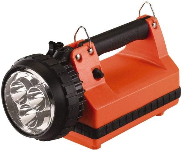 Streamlight - White LED Bulb, 540 Lumens, Spotlight/Lantern Flashlight - Orange Plastic Body, 1 Lead-Acid Battery Included - Americas Industrial Supply