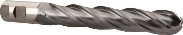 Niagara Cutter - 1" Diam, 6" LOC, 4 Flute Cobalt Ball End Mill - TiCN Finish, Single End, 8-1/2" OAL, 1" Shank Diam, Spiral Flute - Americas Industrial Supply