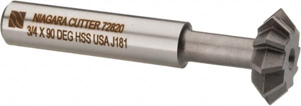 Keo - 3/4° 3/4" Cut Diam, 1/4" Cut Width, 3/8" Shank, High Speed Steel Double-Angle Cutter - Americas Industrial Supply