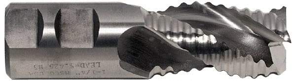 Niagara Cutter - 1" Diam, Coarse Pitch, 1-1/2" LOC, 3 Flute Cobalt Roughing Square End Mill - Uncoated, 3-3/4" OAL, 3/4" Shank Diam, Single End, Centercutting, 36° Helix - Americas Industrial Supply