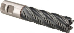 Niagara Cutter - 1-1/8" Diam, Coarse Pitch, 3-1/2" LOC, 6 Flute Cobalt Roughing Square End Mill - TiCN Finish, 6" OAL, 1" Shank Diam, Single End, 30° Helix - Americas Industrial Supply