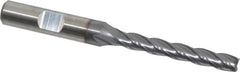 Niagara Cutter - 1/4", 1-3/4" LOC, 3/8" Shank Diam, 3-9/16" OAL, 4 Flute, Cobalt Square End Mill - Single End, TiCN Finish, Spiral Flute, 30° Helix, Centercutting, Right Hand Cut, Right Hand Flute, Series SPC408 - Americas Industrial Supply