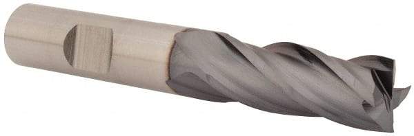 Niagara Cutter - 1/2", 1-1/4" LOC, 1/2" Shank Diam, 3-1/4" OAL, 4 Flute, Cobalt Square End Mill - Single End, TiCN Finish, Spiral Flute, 30° Helix, Centercutting, Right Hand Cut, Right Hand Flute, Series SPC408 - Americas Industrial Supply