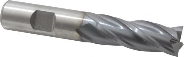 Niagara Cutter - 5/8", 1-5/8" LOC, 5/8" Shank Diam, 3-3/4" OAL, 4 Flute, Cobalt Square End Mill - Single End, TiCN Finish, Spiral Flute, 30° Helix, Centercutting, Right Hand Cut, Right Hand Flute, Series SPC408 - Americas Industrial Supply
