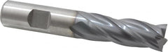 Niagara Cutter - 5/8", 1-5/8" LOC, 5/8" Shank Diam, 3-3/4" OAL, 4 Flute, Cobalt Square End Mill - Single End, TiCN Finish, Spiral Flute, 30° Helix, Centercutting, Right Hand Cut, Right Hand Flute, Series SPC408 - Americas Industrial Supply