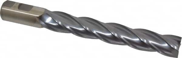 Niagara Cutter - 1", 6" LOC, 1" Shank Diam, 8-1/2" OAL, 4 Flute, Cobalt Square End Mill - Single End, TiCN Finish, Spiral Flute, 30° Helix, Centercutting, Right Hand Cut, Right Hand Flute, Series SPC408 - Americas Industrial Supply