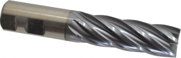 Niagara Cutter - 1", 3" LOC, 1" Shank Diam, 5-1/2" OAL, 6 Flute, Cobalt Square End Mill - Single End, TiCN Finish, Spiral Flute, 30° Helix, Centercutting, Right Hand Cut, Right Hand Flute, Series SPC408 - Americas Industrial Supply