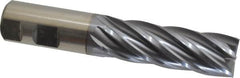 Niagara Cutter - 1", 3" LOC, 1" Shank Diam, 5-1/2" OAL, 6 Flute, Cobalt Square End Mill - Single End, TiCN Finish, Spiral Flute, 30° Helix, Centercutting, Right Hand Cut, Right Hand Flute, Series SPC408 - Americas Industrial Supply