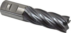 Niagara Cutter - 1-1/4", 3" LOC, 1-1/4" Shank Diam, 5-1/2" OAL, 6 Flute, Cobalt Square End Mill - Single End, TiCN Finish, Spiral Flute, 30° Helix, Centercutting, Right Hand Cut, Right Hand Flute, Series SPC408 - Americas Industrial Supply