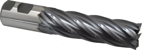 Niagara Cutter - 1-1/4", 4" LOC, 1-1/4" Shank Diam, 6-1/2" OAL, 6 Flute, Cobalt Square End Mill - Single End, TiCN Finish, Spiral Flute, 30° Helix, Centercutting, Right Hand Cut, Right Hand Flute, Series SPC408 - Americas Industrial Supply
