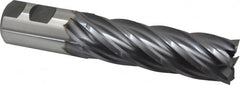 Niagara Cutter - 1-1/4", 4" LOC, 1-1/4" Shank Diam, 6-1/2" OAL, 6 Flute, Cobalt Square End Mill - Single End, TiCN Finish, Spiral Flute, 30° Helix, Centercutting, Right Hand Cut, Right Hand Flute, Series SPC408 - Americas Industrial Supply