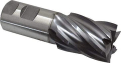 Niagara Cutter - 1-1/2", 2" LOC, 1-1/4" Shank Diam, 4-1/2" OAL, 6 Flute, Cobalt Square End Mill - Single End, TiCN Finish, Spiral Flute, 30° Helix, Centercutting, Right Hand Cut, Right Hand Flute, Series SPC408 - Americas Industrial Supply
