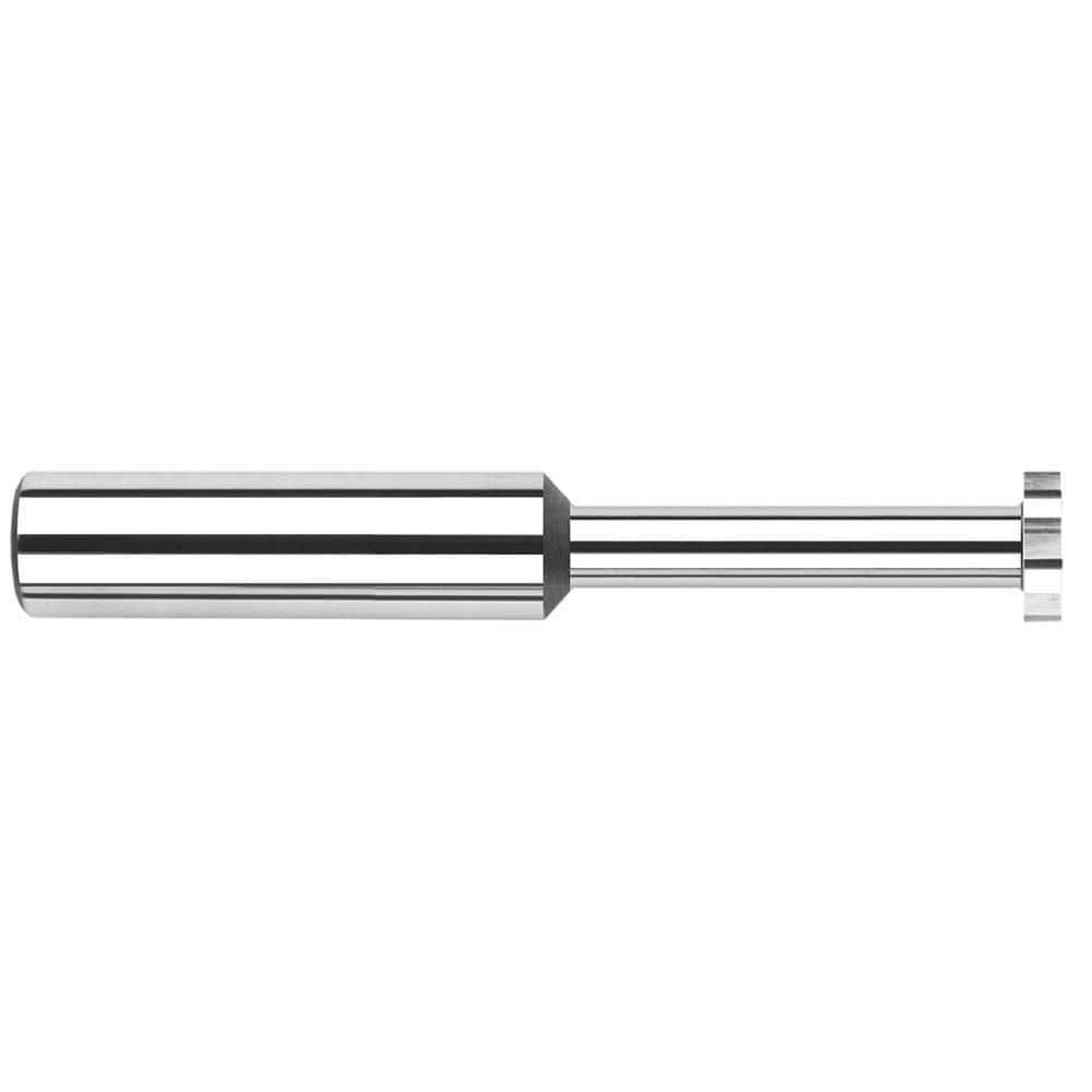 Woodruff Keyseat Cutter: 0.4375″ Cut Dia, 0.187″ Cut Width, 7/16″ Shank Dia, Straight Tooth 2-3/4″ OAL, 8 Teeth, Solid Carbide