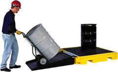UltraTech - 75 Gal Sump, 9,000 Lb Capacity, 4 Drum, Polyethylene Spill Deck or Pallet - 63" Long x 62" Wide x 9" High, Liftable Fork, Low Profile, 2 x 4 Drum Configuration - Americas Industrial Supply