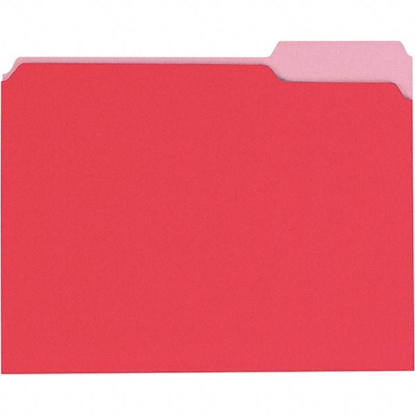 Universal One - 8-1/2 x 11", Letter Size, Red/Light Red, File Folders with Top Tab - 11 Point Stock, 1/3 Tab Cut Location - Americas Industrial Supply