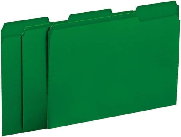UNIVERSAL - 8-1/2 x 11", Letter Size, Green, File Folders with Top Tab - 11 Point Stock, 1/3 Tab Cut Location - Americas Industrial Supply