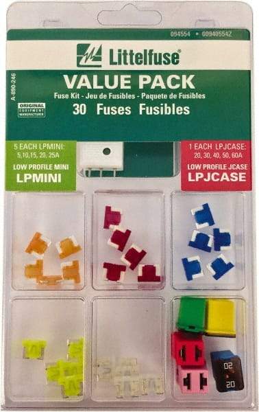 Littelfuse - Fuse Service Kits Compatible Fuse Class: ATO Includes: 5 each Low Profile Mini and 1 each Low Profile JCase of 5, 10, 15, 20, 25, 30, 40, 50, and 60 amps - Americas Industrial Supply