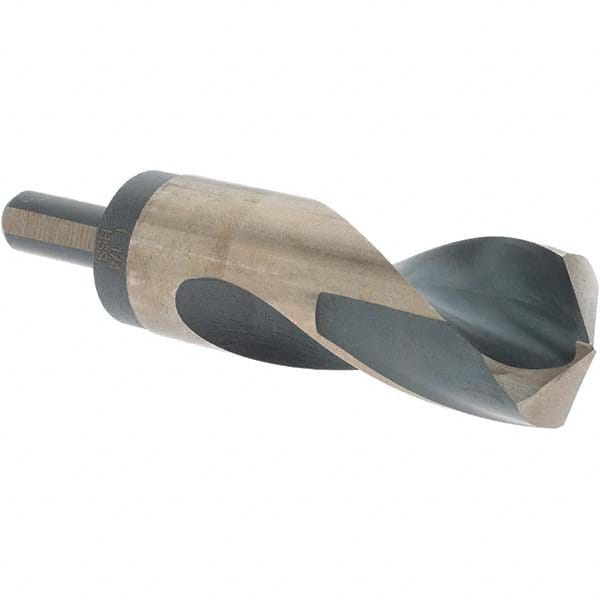 Made in USA - 1-1/4" High Speed Steel, 118° Point, Round with Flats Shank Maintenance Drill Bit - Americas Industrial Supply