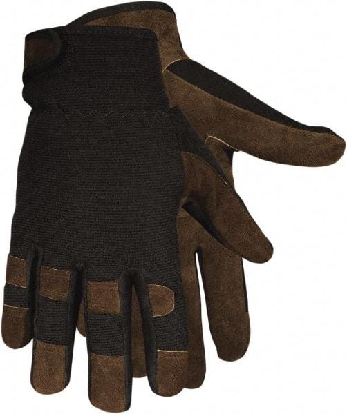 MCR Safety - Size L Synthetic Blend Work Gloves - Adjustable Closure Cuff, Brown/Black, Paired - Americas Industrial Supply