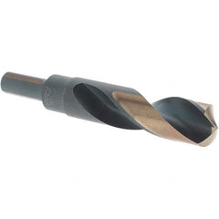 Made in USA - 55/64" High Speed Steel, 135° Point, Round with Flats Shank Maintenance Drill Bit - Americas Industrial Supply