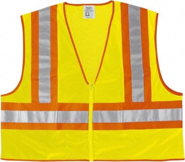 MCR Safety - Size XL High Visibility Lime General Purpose Vest - Zipper Closure, 2 Pockets, Polyester - Americas Industrial Supply