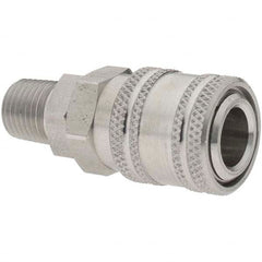 Parker - 1/4-18 NPTF Industrial Pneumatic Hose Coupler - Stainless Steel, 1/4" Body Diam - Americas Industrial Supply