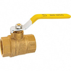 Value Collection - 1" Pipe, Brass Full Port Ball Valve - 2 Piece, NPT Ends, Lever Handle, 600 WOG, 150 WSP - Americas Industrial Supply